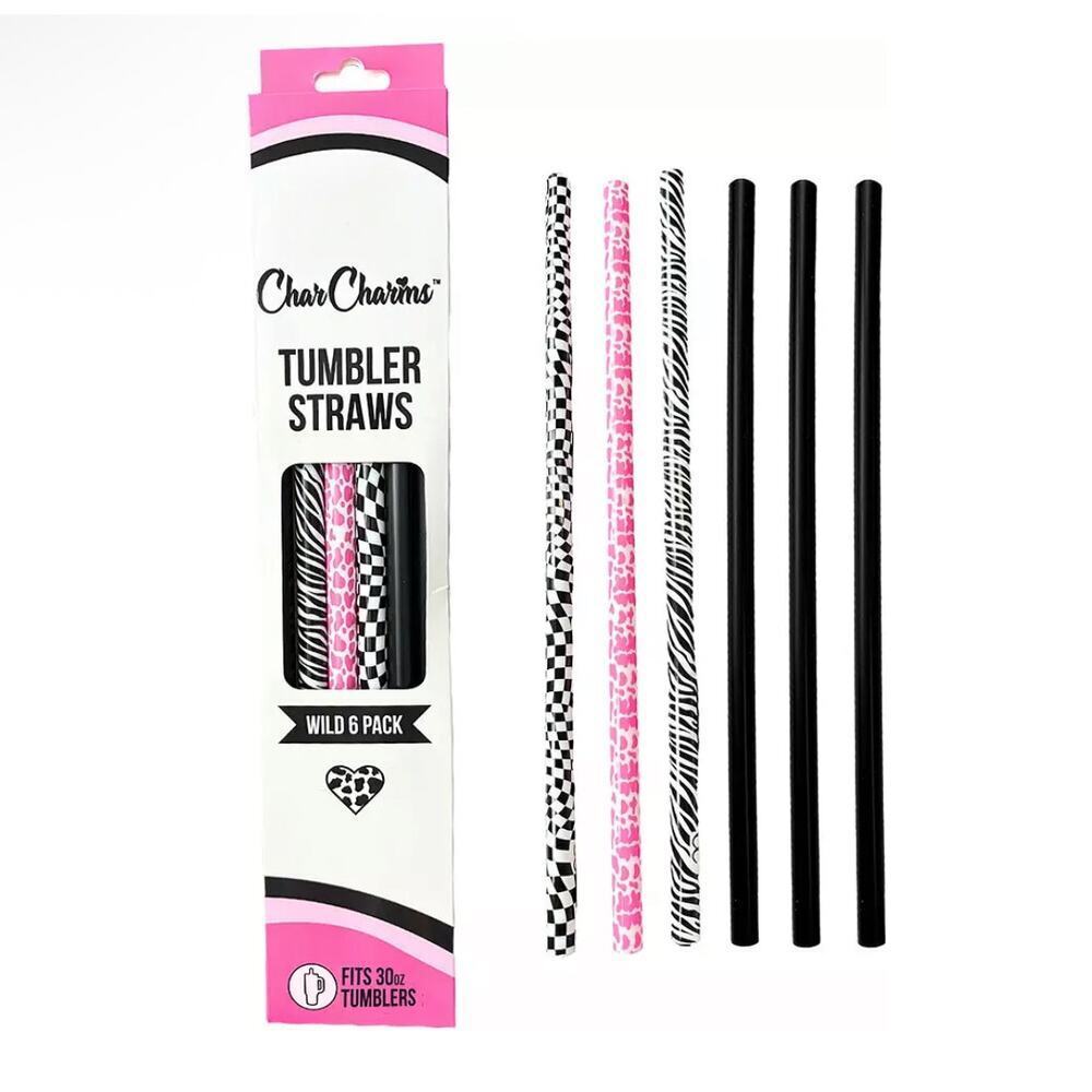 CharCharms 30 oz.‎ Straw 6-Pack Wild print